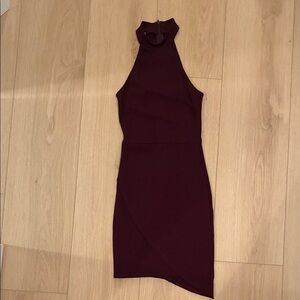 Forever 21 Burgundy High-Neck Mini Dress